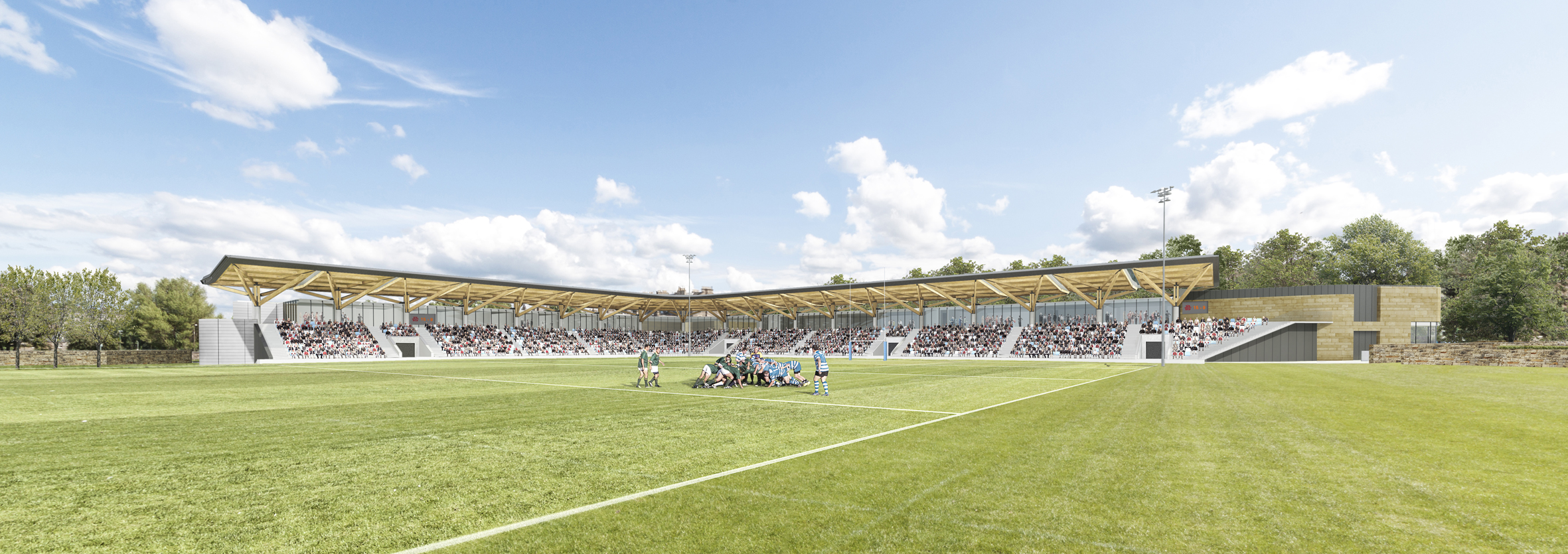 CGI of pitch and stand at Raeburn Place