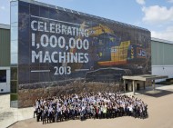 Employees celebrate the production of JCB's one millionth machine in Staffordshire today - 2