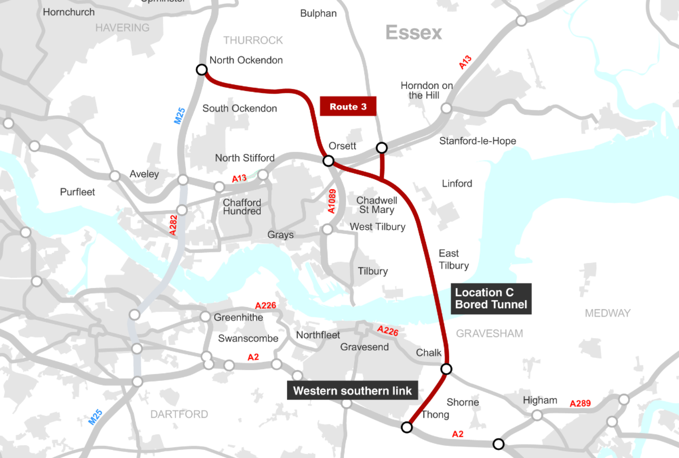 Lower Thames Crossing route