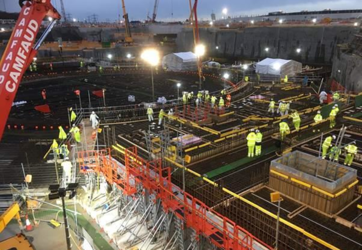 Preparing to pour first concrete for unit 1 nuclear island common raft