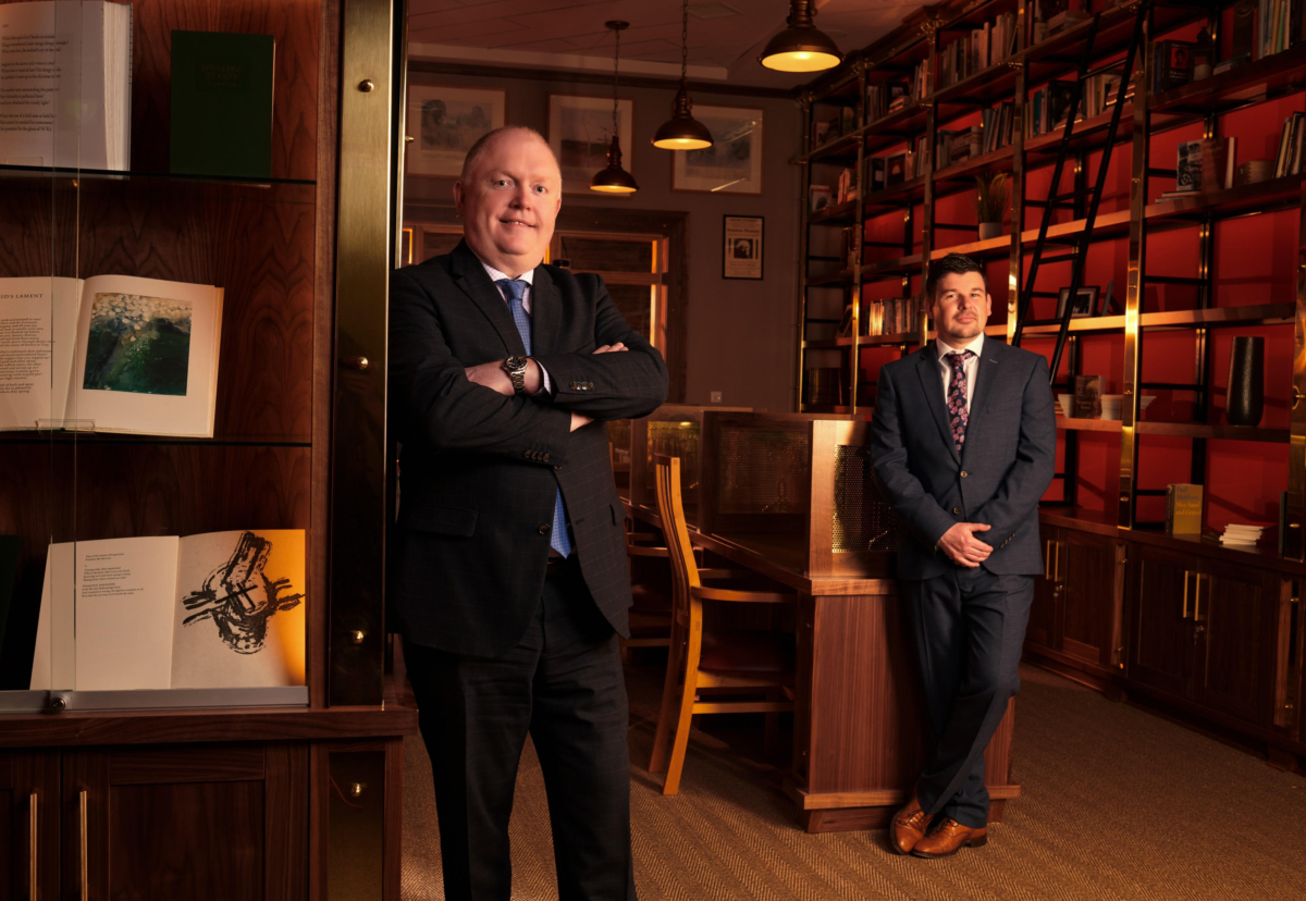 WorkSpace Head, Richard Cheevers (left) with Head of Business Development, Richard Carron inside the Seamus Heaney Homeplace Visitor Centre where WorkSpace has completed an interior fit-out project