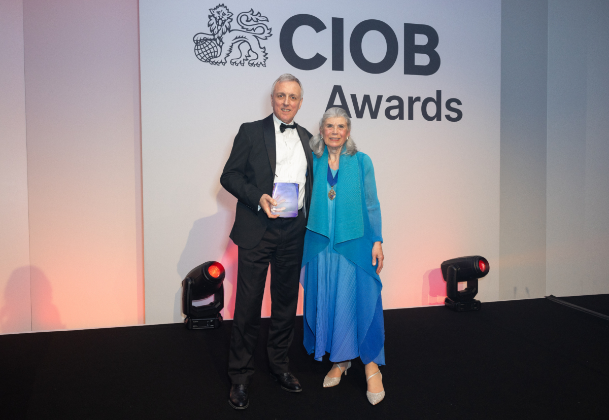 Current holder Barry Kingscote and CIOB President, Sandi Rhys Jones 