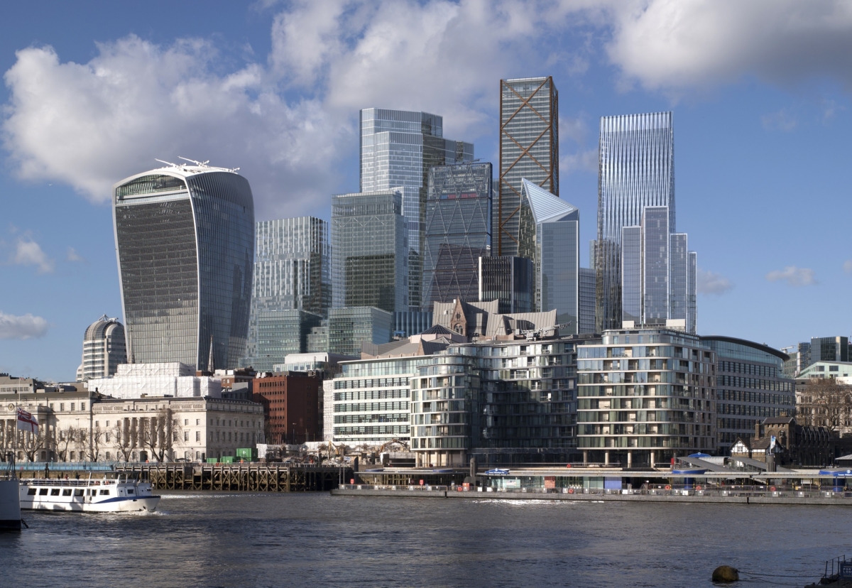 Projected view of the London City Cluster of towers in seven year's time