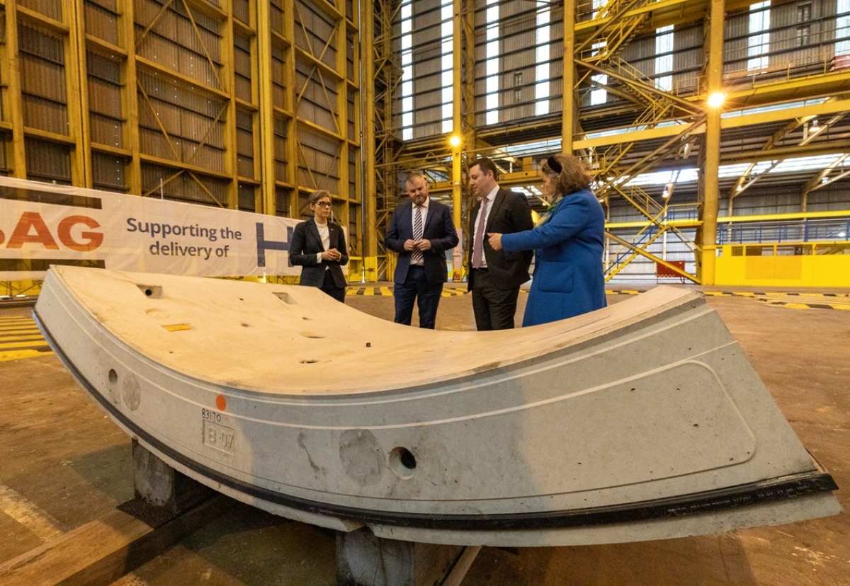 L-R Lisa Molloy, STRABAG, Andrew Stephenson MP, HS2 Minister, Ben Houchen, Mayor of Teeside, Jill Mortimer, MP for Hartlepool