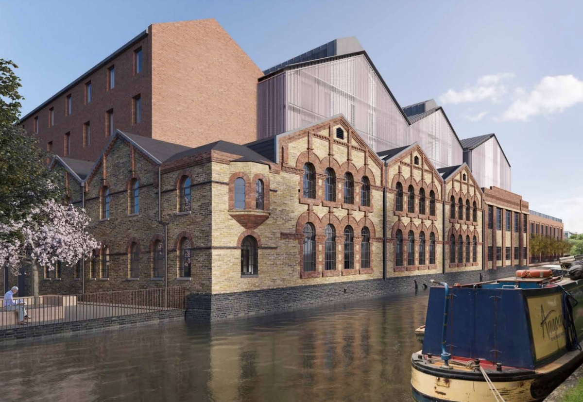 Main industrial sheds will be veiled with lightweight perforated metal cladding