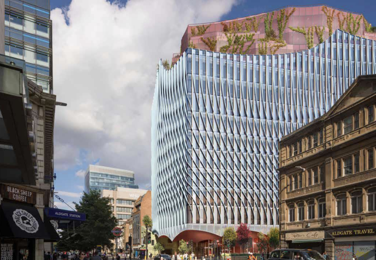 Revised plans for expanded 360,000 sq ft landmark office at Aldgate gain planning