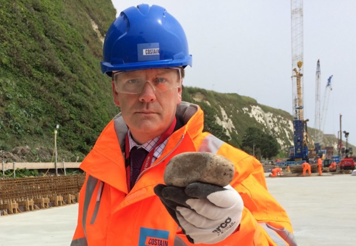 Dover and Deal MP Charlie Elphicke with a rock thrown by yobs