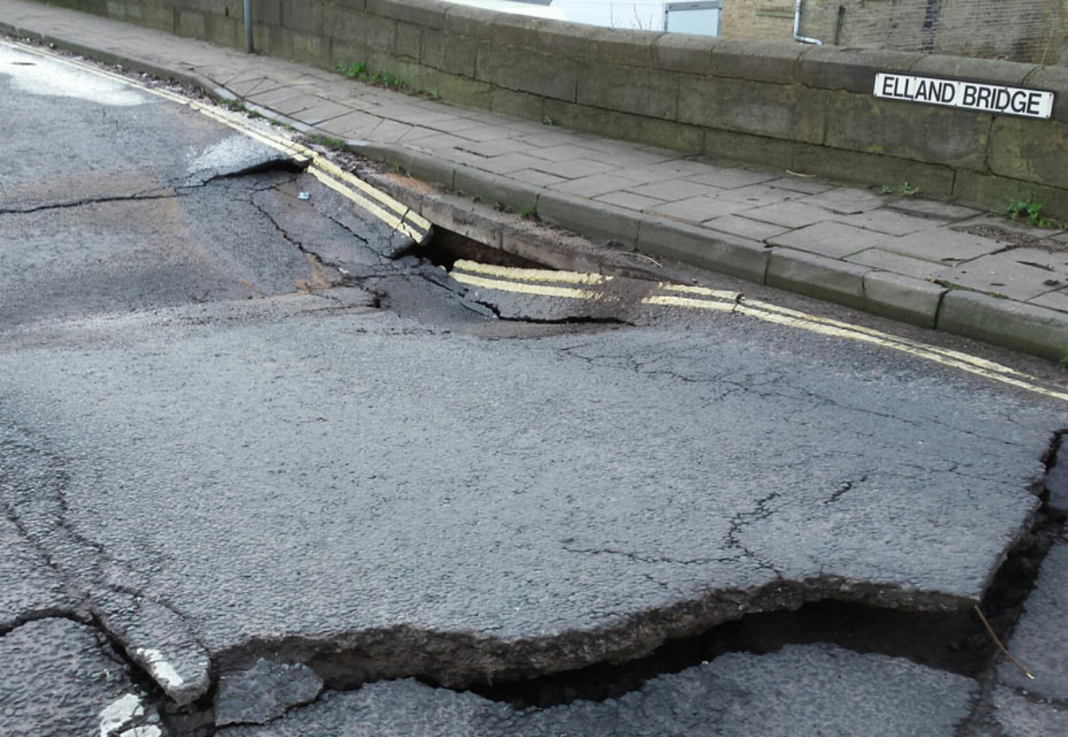 The bridge crumbled in the recent floods