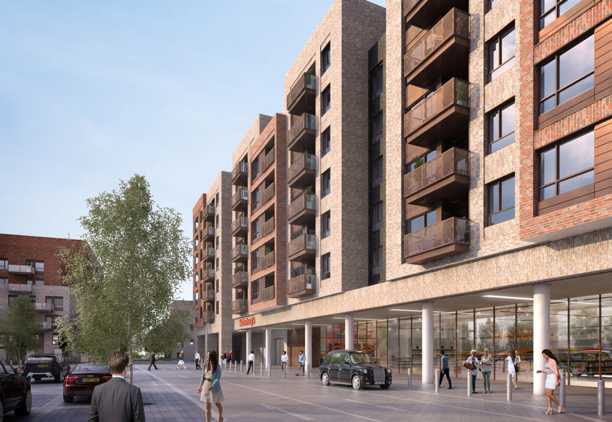The site will contain 440 apartments and a Sainsbury's supermarket