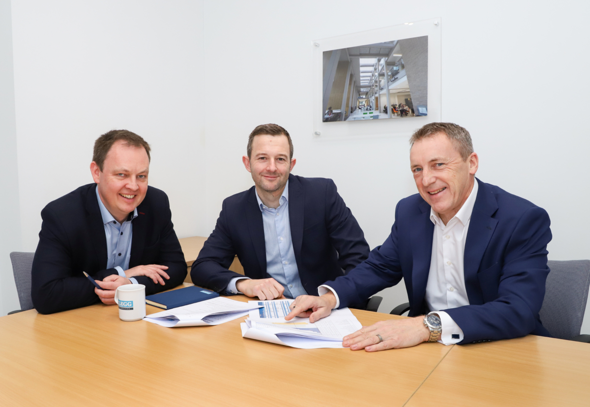 New MD Michael Sims (centre) with Pre-Construction Director Ross Crowcroft (left) and Operations Director Darren Chapman (right)