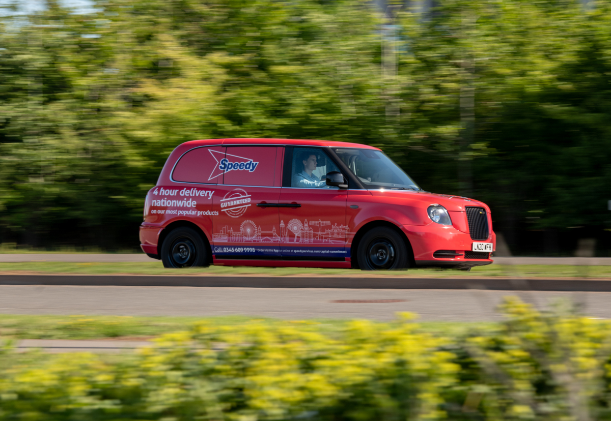 Red electric cabs converted to carry power tool and small equipment