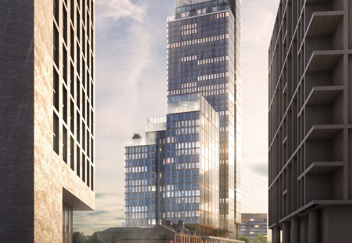 Crown Gate towers will rise to 100m and 186m respectively