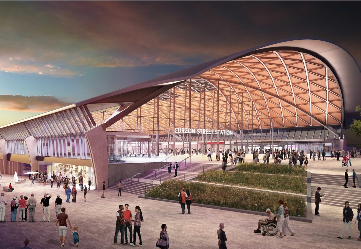 The main station will be a steel and internal timber composite roof structure with trains leaving from a second level below the raised main station concourse