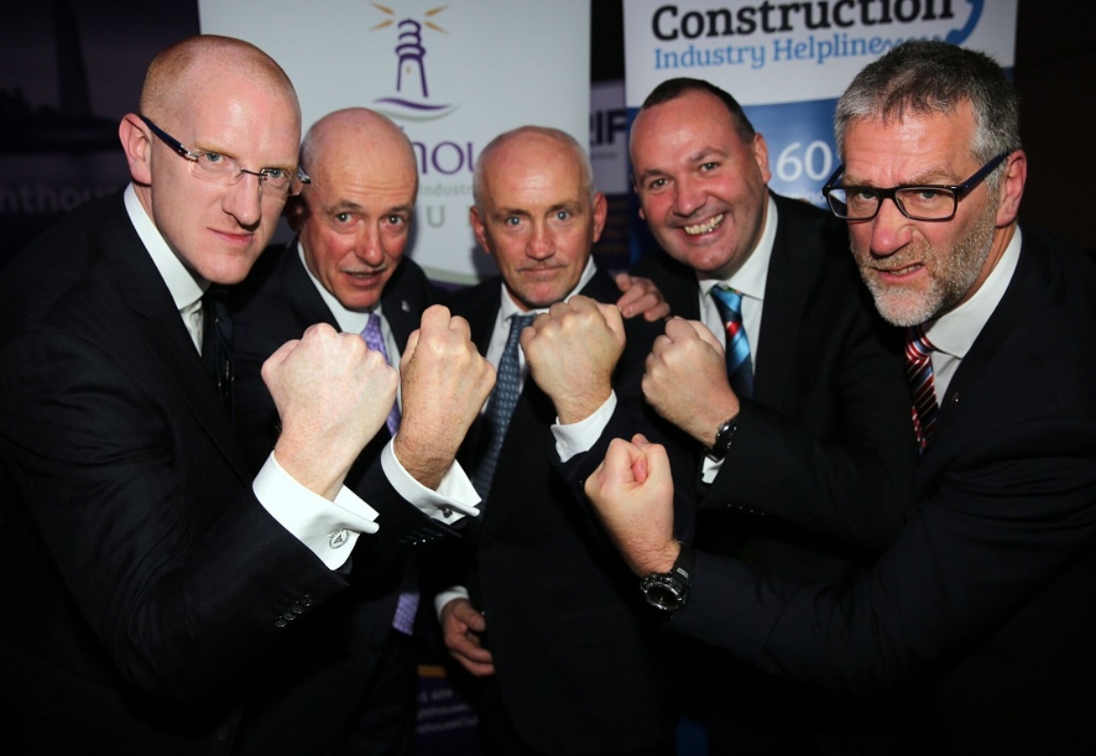 The initiative was launched at a recent lunch hosted by sporting legends including boxer Barry McGuigan (centre) pictured with Edward Hardy, Cormac MacCrann, Paul Whitnell and Bill Hill