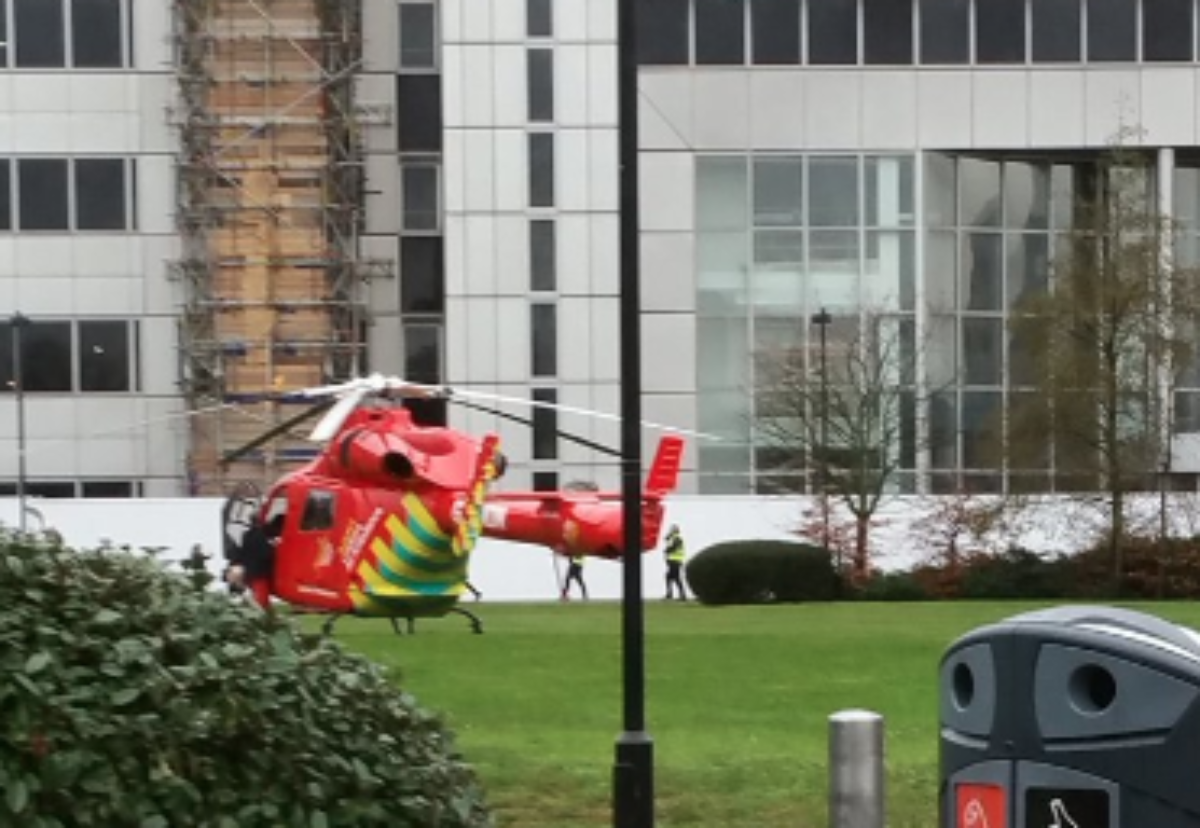 The air ambulance at the scene.Picture courtesy of London Fire Brigade/Twitter