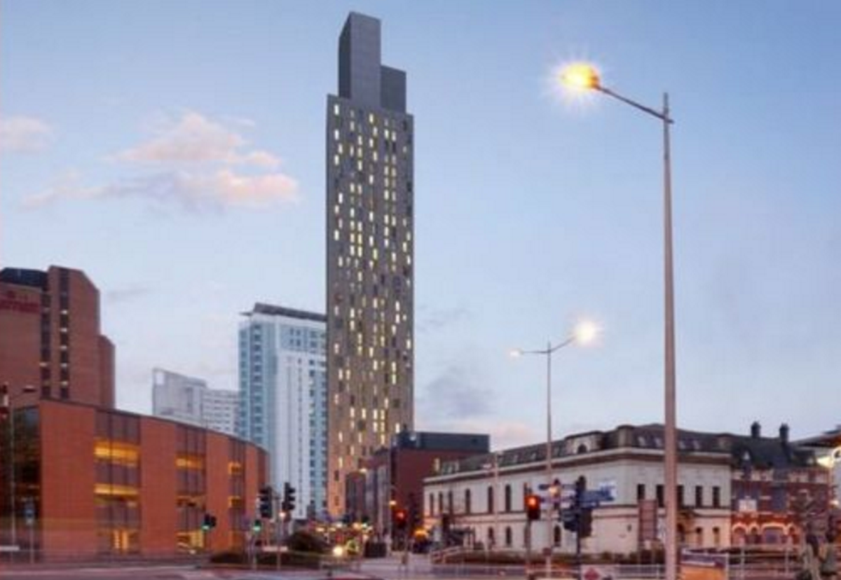 132m high tower of student rooms approved for construction on derelict land near Customhouse Street in Cardiff city centre