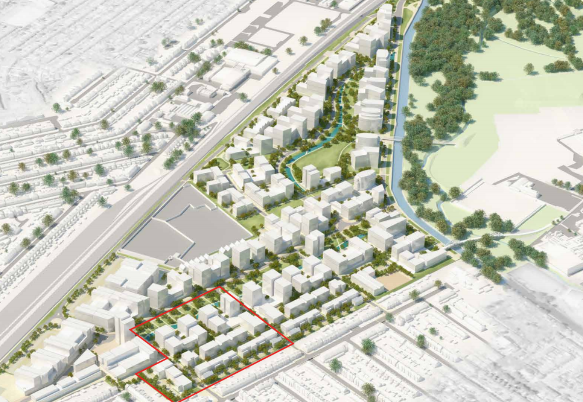 Masterplan for former National Grid Property site with first phase highlighted 