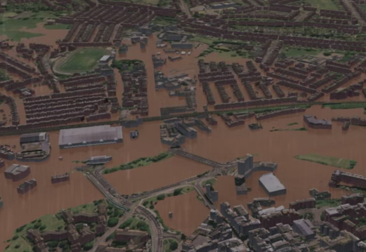 Model showing impact of River Exe bursting its banks in Exeter