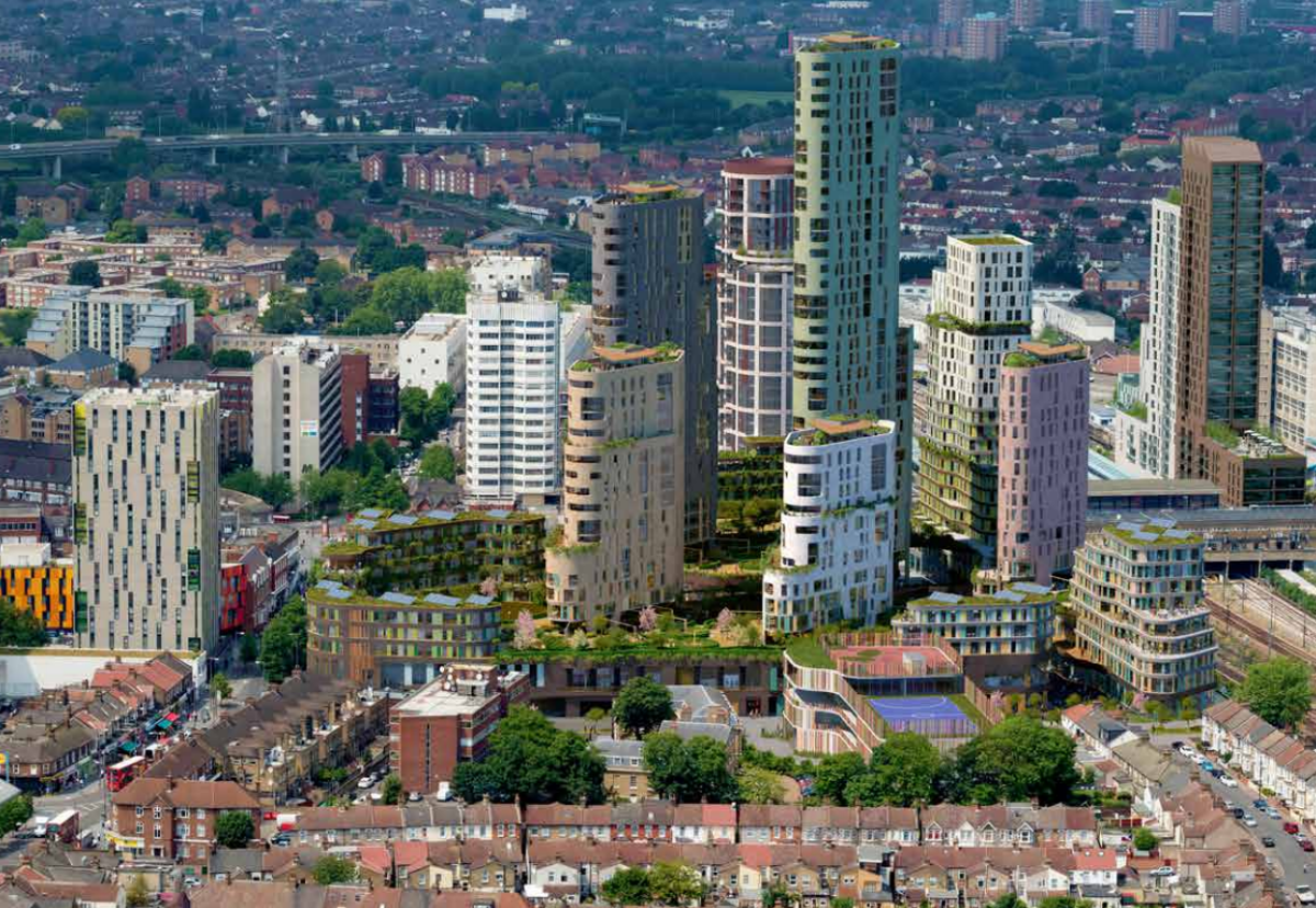 A cluster of five high-rise buildings will stand around a central pedestrian area