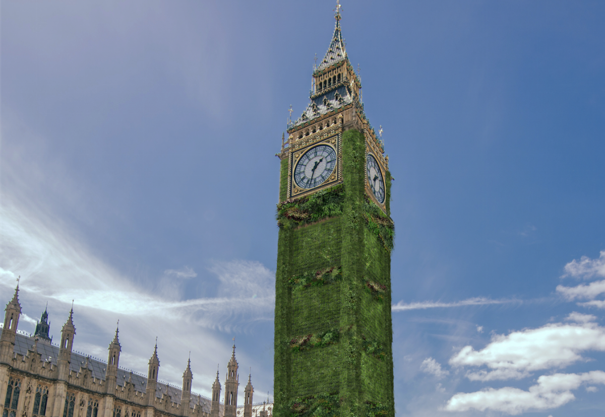 Mock up of how Big Ben would  look retrofitted with a living wall