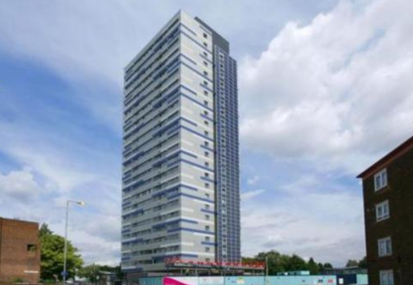 Ferrier Point in Canning Town is one of 20 London buildings believed to be fitted with a similar aluminium rainscreen system