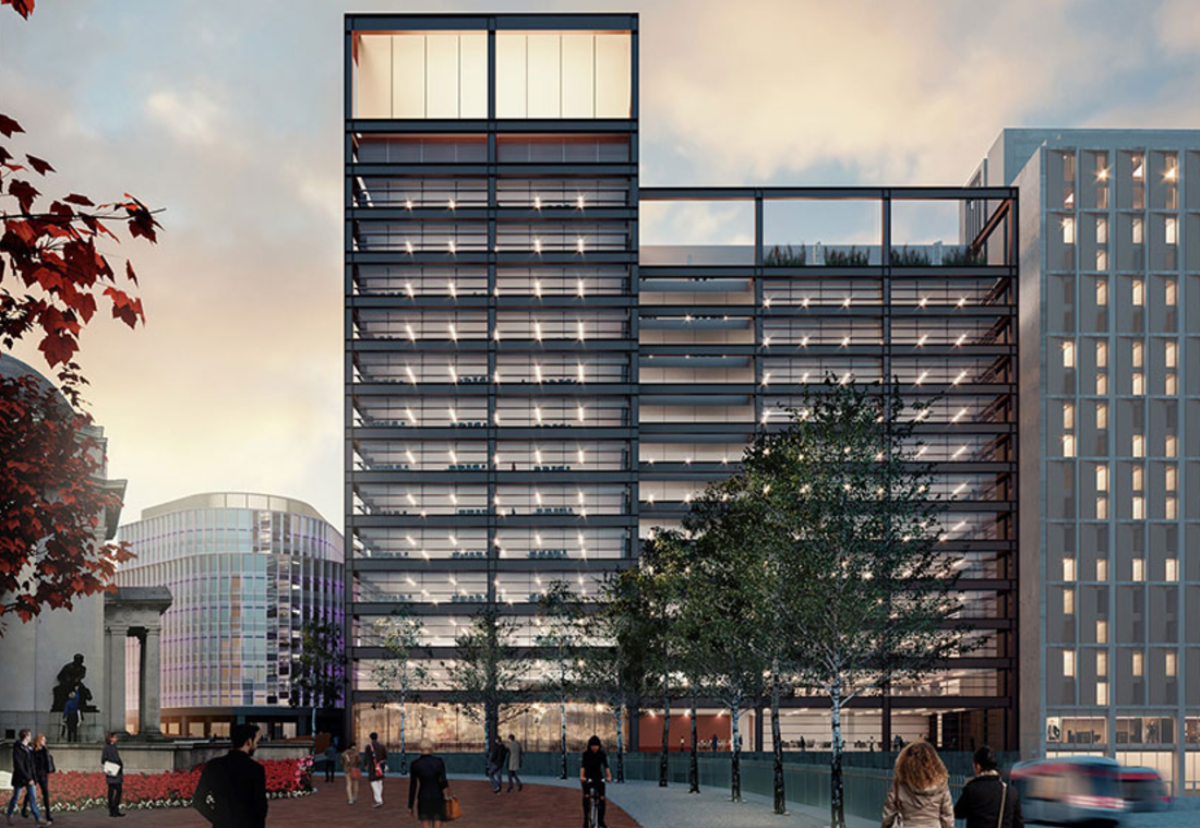 Proposed design for One Centenary Way incorporates three metre wide horizontal windows, encased within an exposed darker structural steel façade