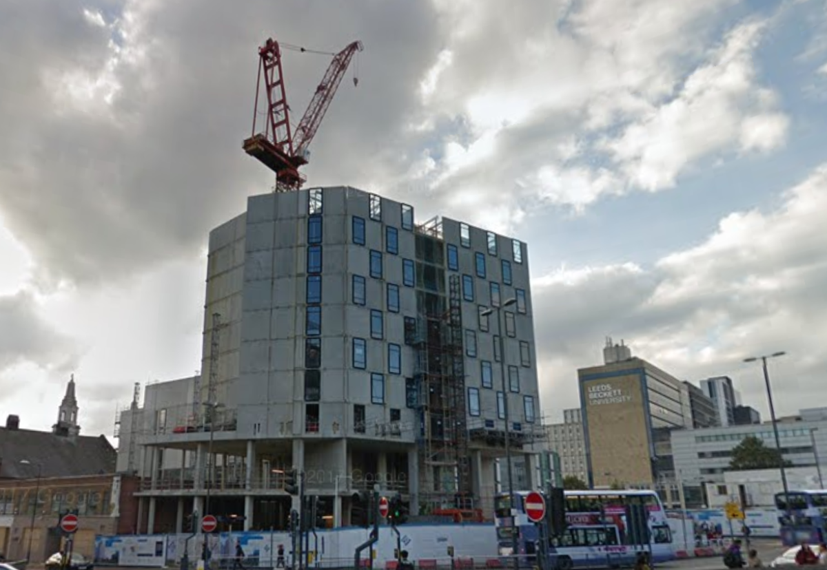 Unfinished building on Portland Crescent site near Leeds Arena