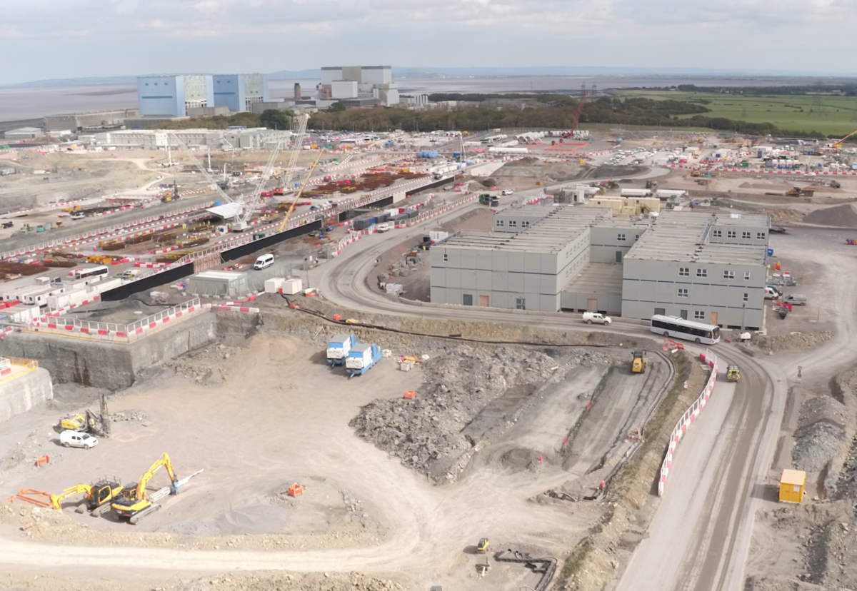 Aerial view of the north office and galleries under construction 