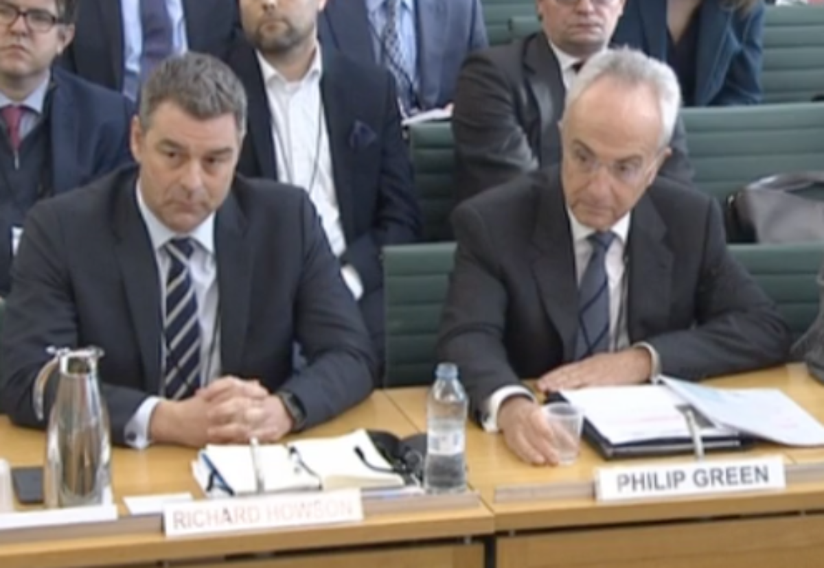 Former CEO Richard Howson and chairman Phillip Green defend their actions