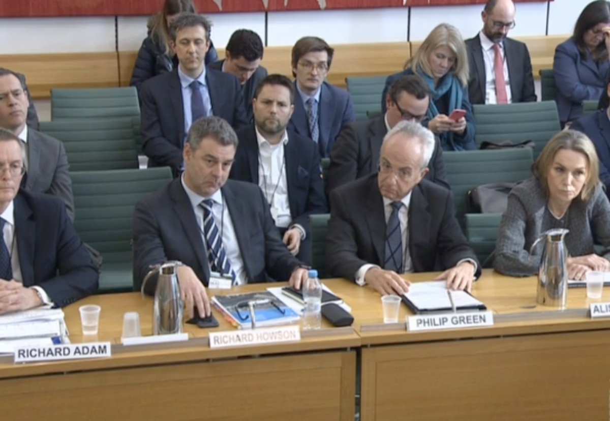 Carillion management team appearing at an earlier hearing of the pension and works committee