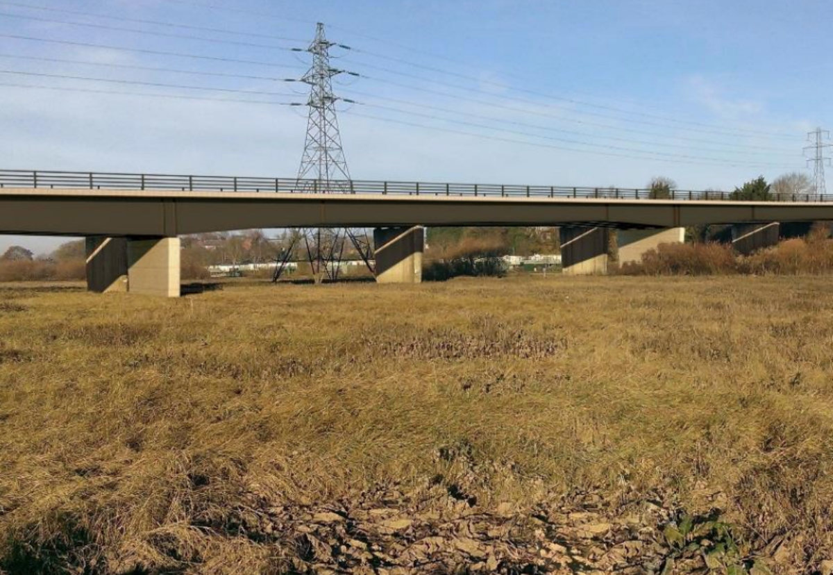 Designs for the bridge deck are of composite construction, with reinforced concrete deck slabs supported on steel girders. 