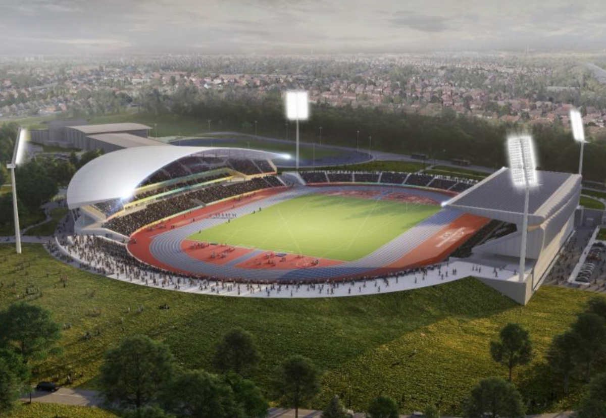 The construction plan is to build a new main west stand and construct new north and south bowl seating areas