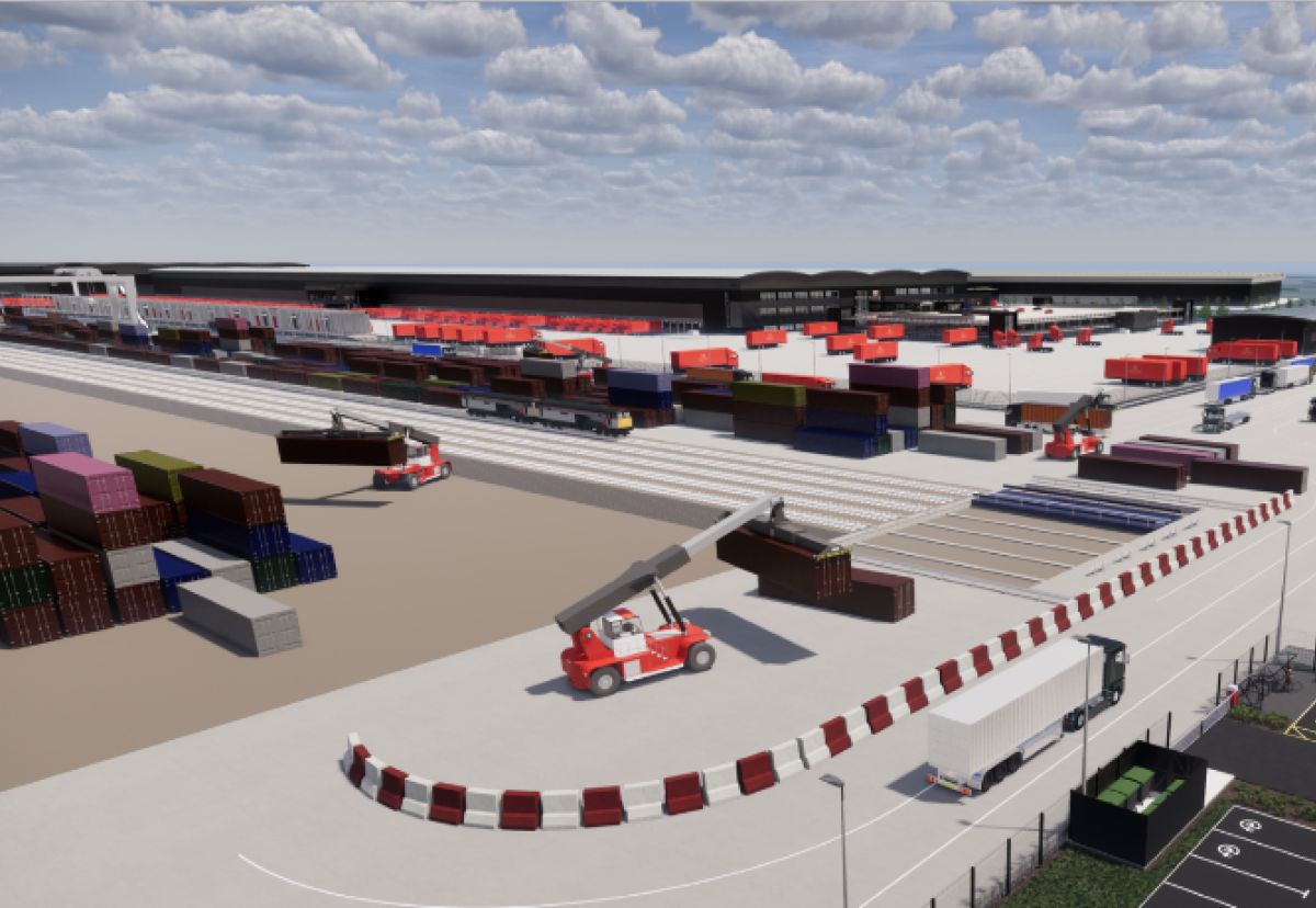 The terminal will be able to receive up to 24 trains each day and the concrete yard will provide space for the storage of 460 containers