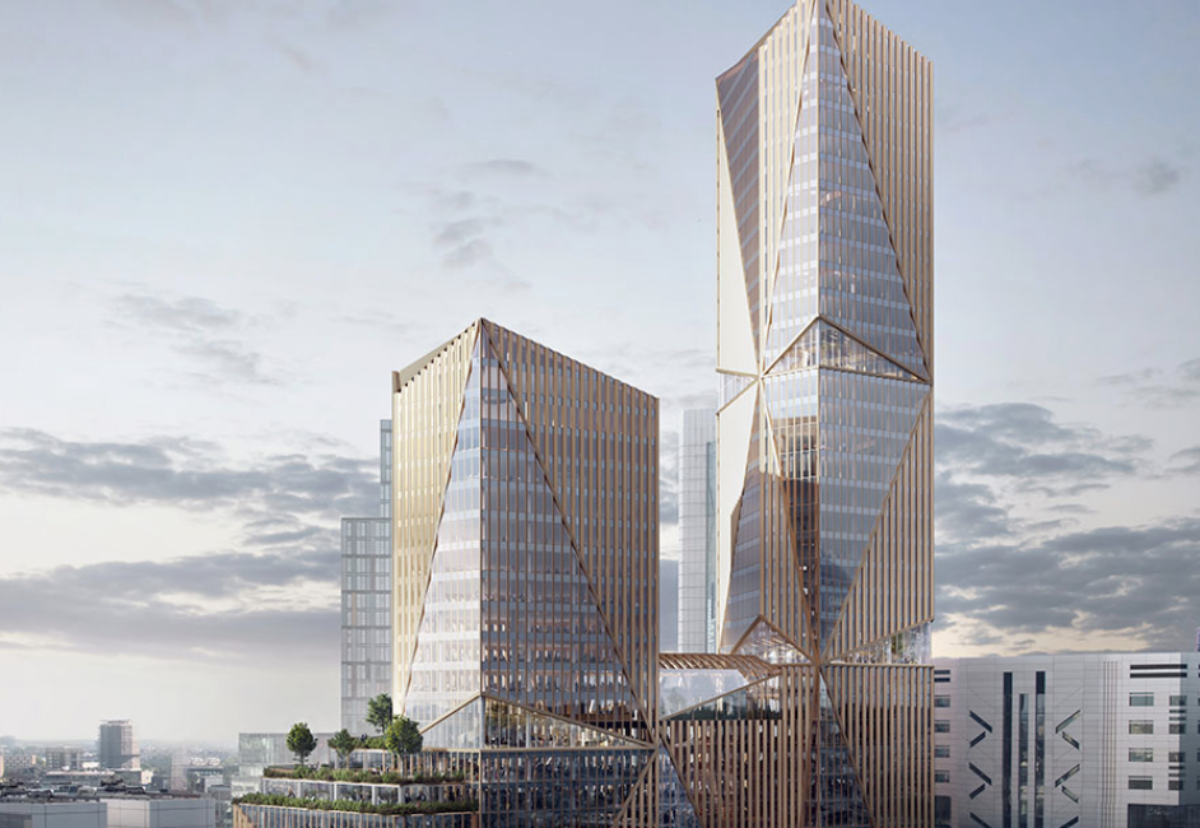 Two main towers will rise from a 12 storey podium building at Broadgate