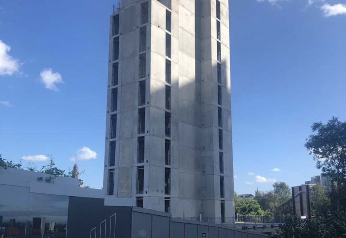 Concrete core that was demolished 3 years ago at Salford luxury private flats project