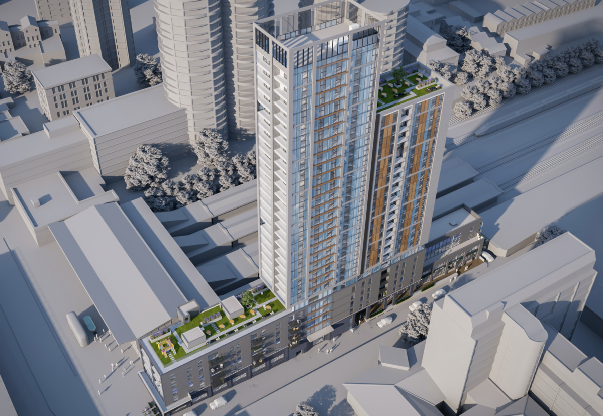 Two connected blocks will rise to 23 and 28 storeys