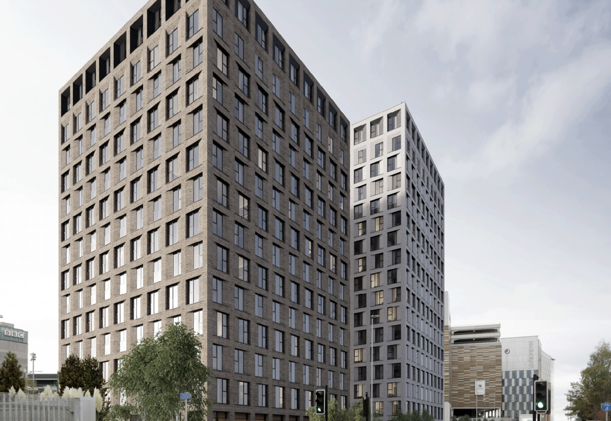 Both buildings will have brick envelopes 