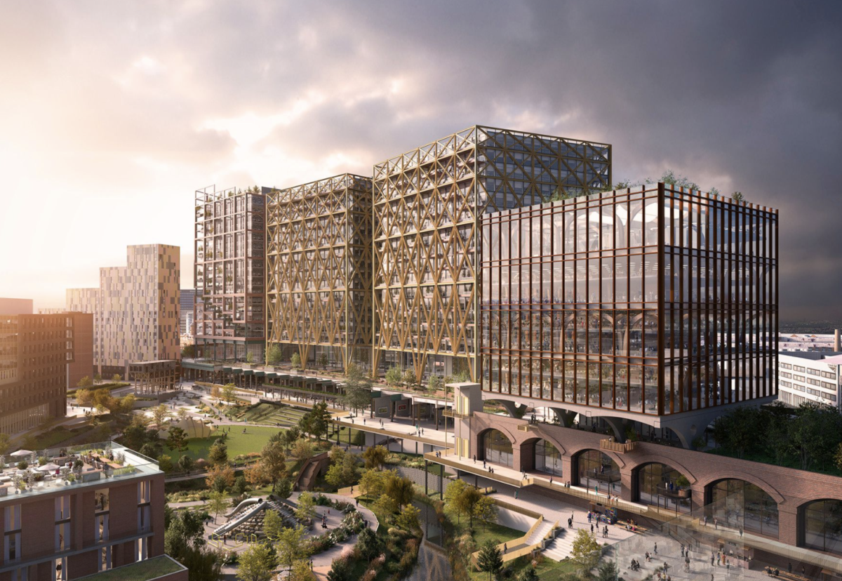 The 6.5-acre Mayfield park is part of a £1.4bn development to transform the area between Piccadilly station and Mancunian Way in Manchester.
