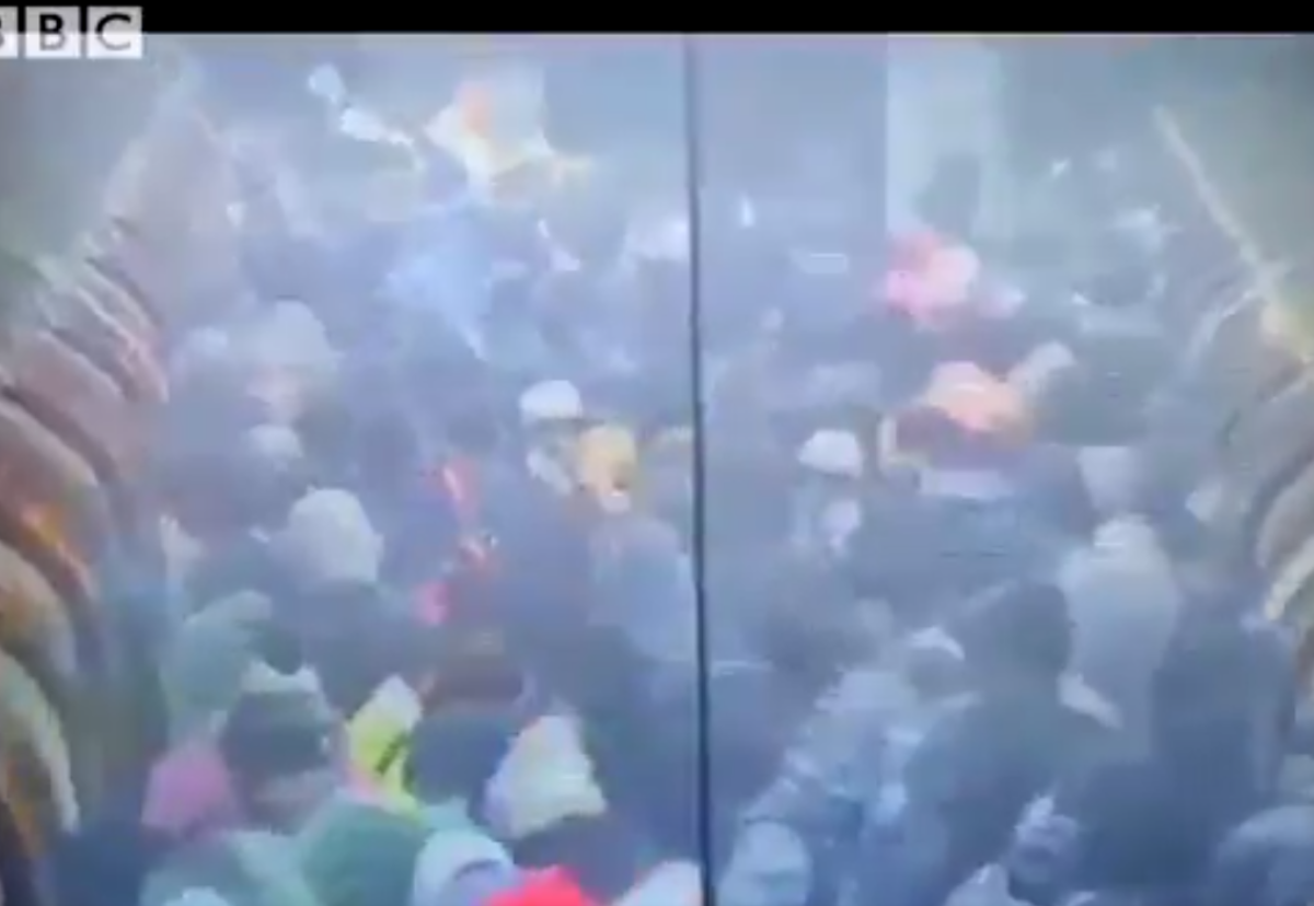 Images of the overcrowded platforms were revealed by the BBC