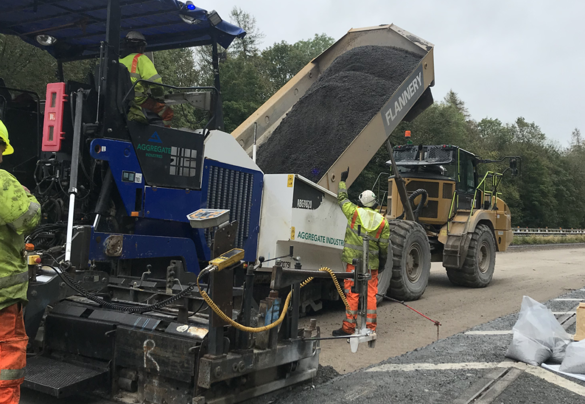 Pavement team laid over a 1,000t of Foamix asphalt per night, working 24 hours a day across two shifts, ensuring minimum disruption to the local area