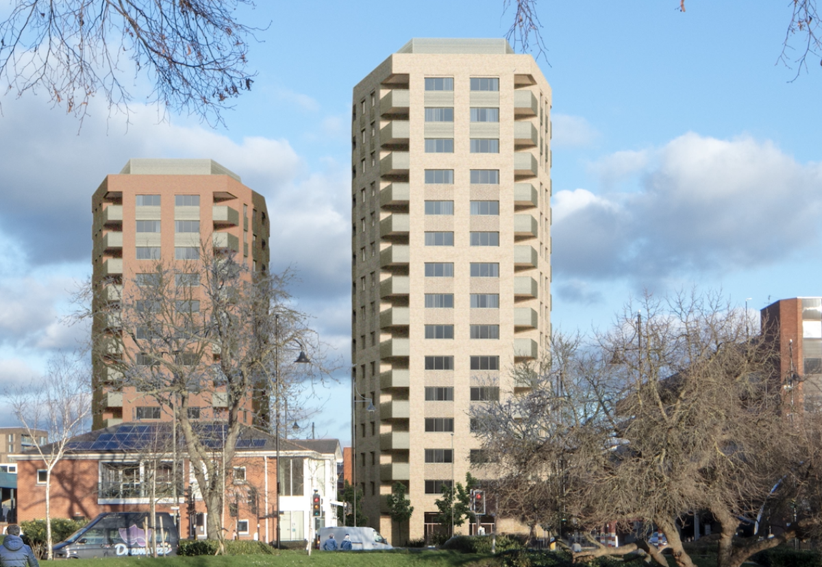 Planned 13 and 15-storey blocks in Staines