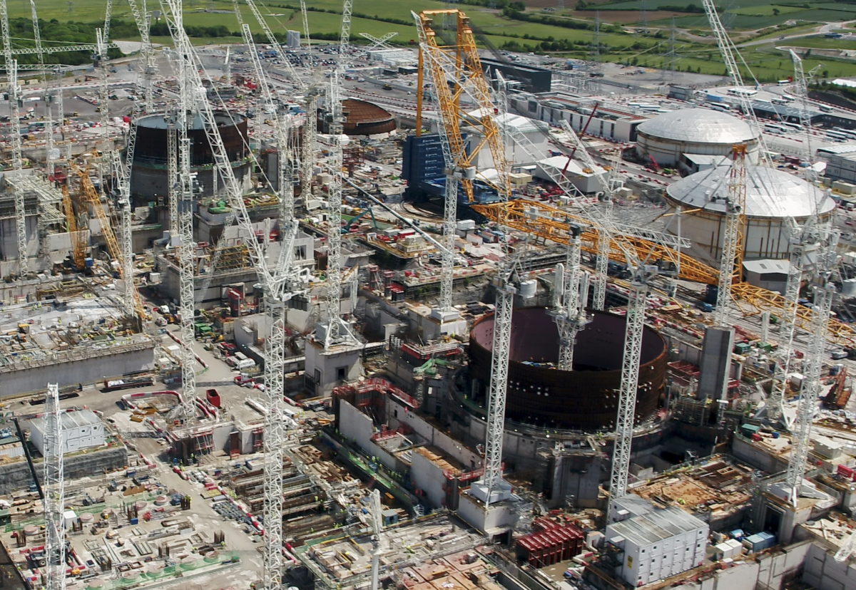 Both reactor buildings taking shape at the vast Hinkley Point site