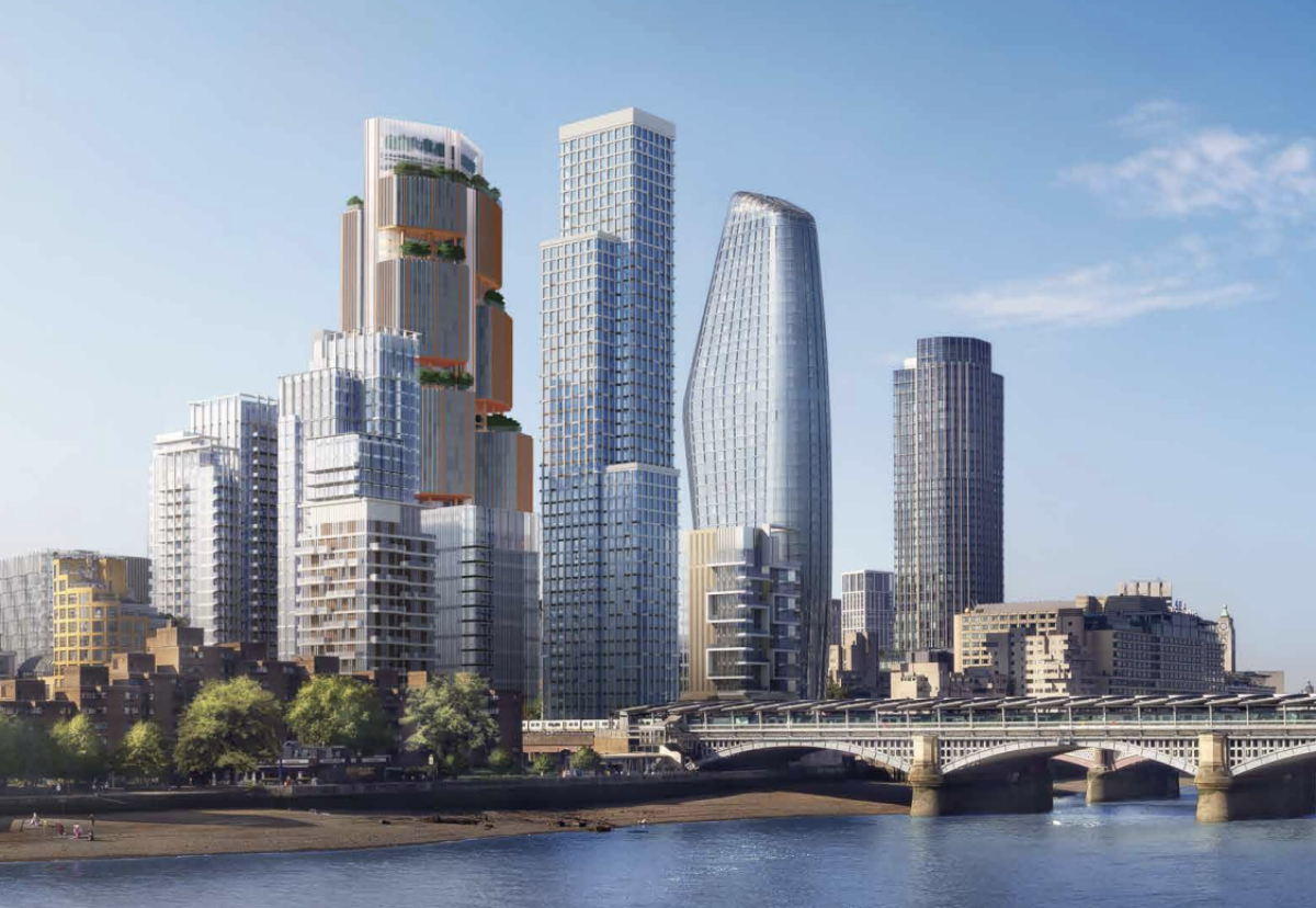 How the segmented tower will look in the developing Blackfriars cluster