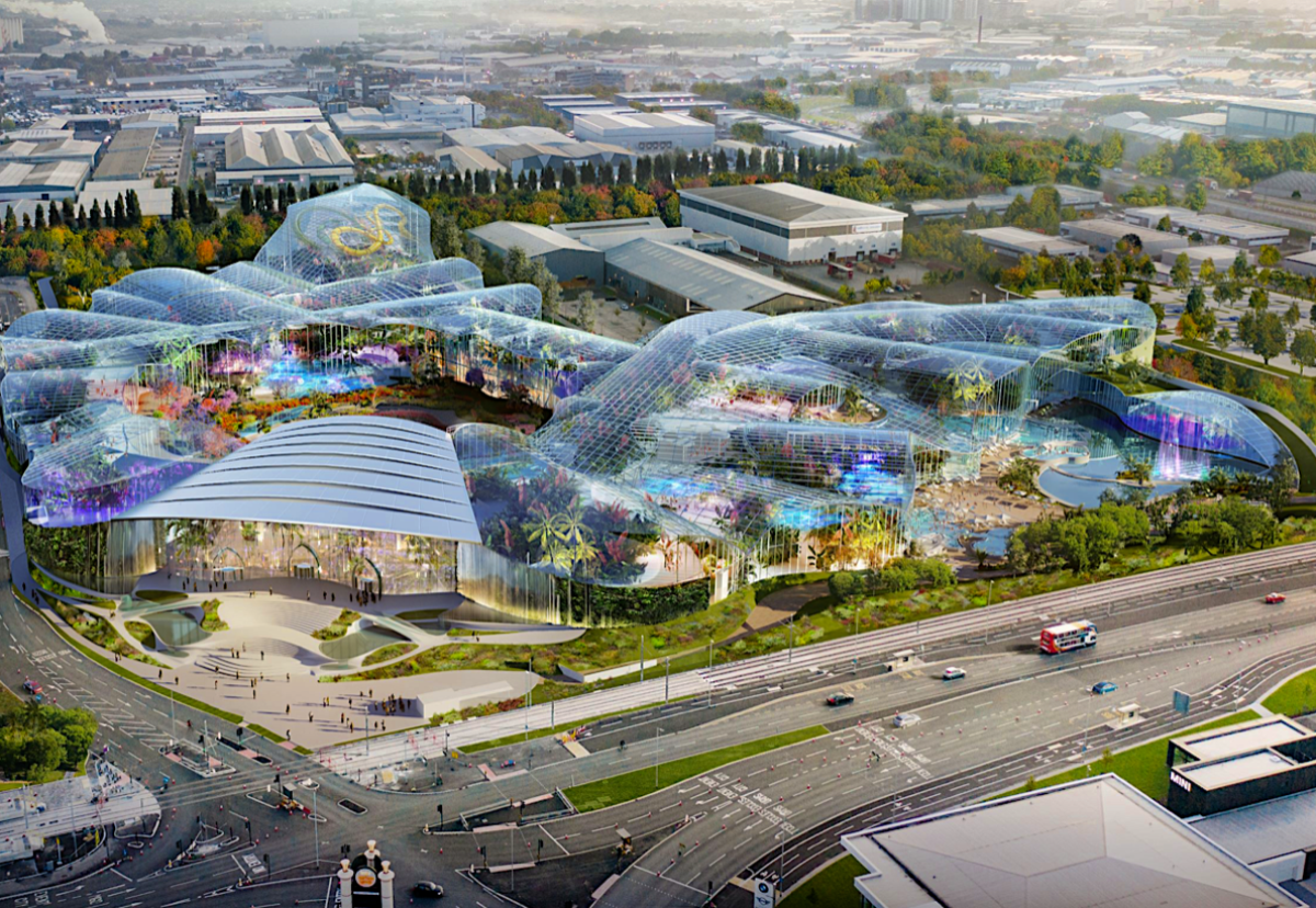 Complex will include botanical gardens, vertical farm and UK's first all-season urban beach