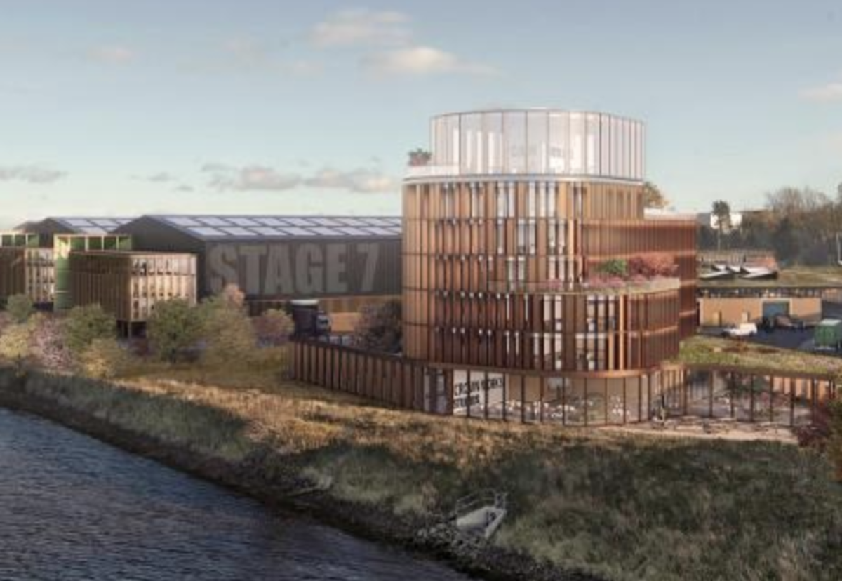 Crown Works Studios on banks of the river Wear