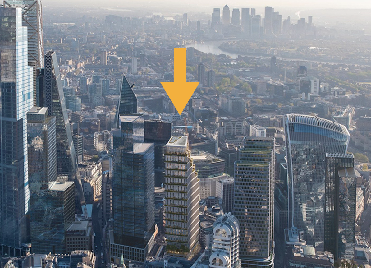 London tower over historic Leadenhall market approved