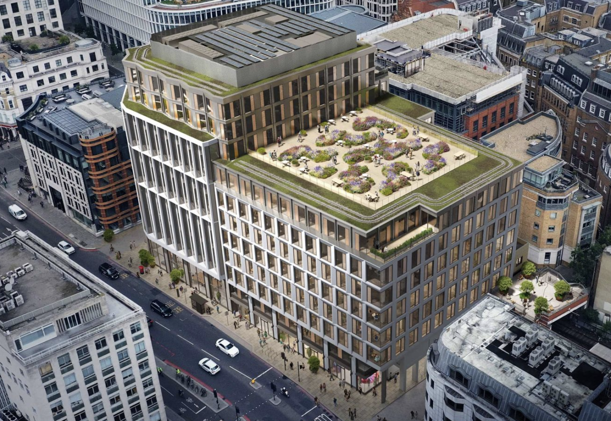 100 New Bridge Street project will feature an impressive 5,000 sq ft terrace on the eighth floor overlooking St Paul's Cathedral and St Bride's Church.