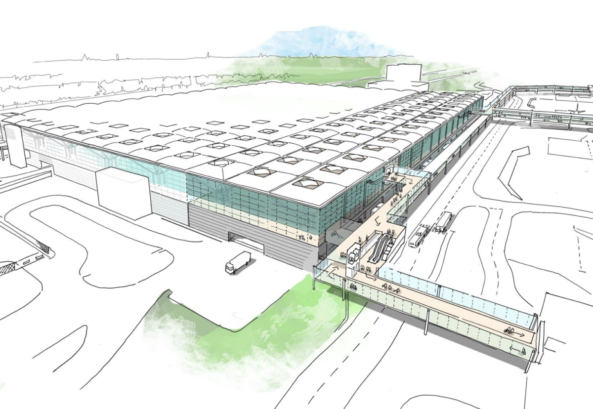 Planned three-bay terminal extension northwards