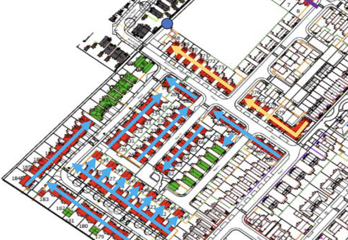 Planning documents show the homes to be demolished marked in red