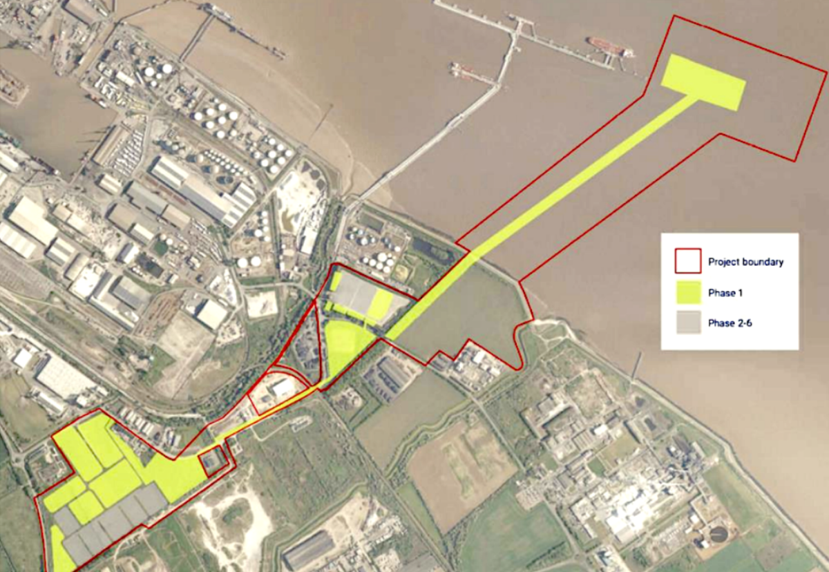 Aerial of Immingham Green Energy Terminal project